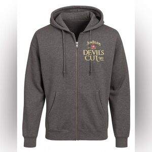 Jim Beam Devils Cut Men's Charcoal Zip-Up Hoodie XXL